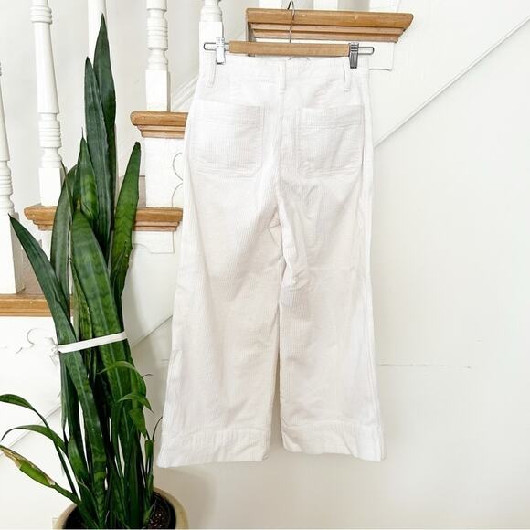 Madewell White Corduroy Cotton Blend High Waist Emmett Wide Leg Crop Pants 25 - Picture 4 of 7